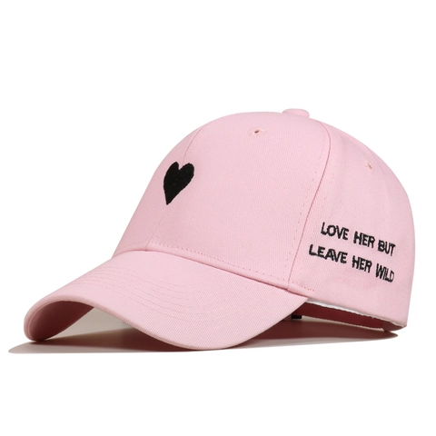 Cotton Baseball Cap Heart Embroidery Love Quote Side Lettering Curved Brim Adjustable Sun Hat For Men Women