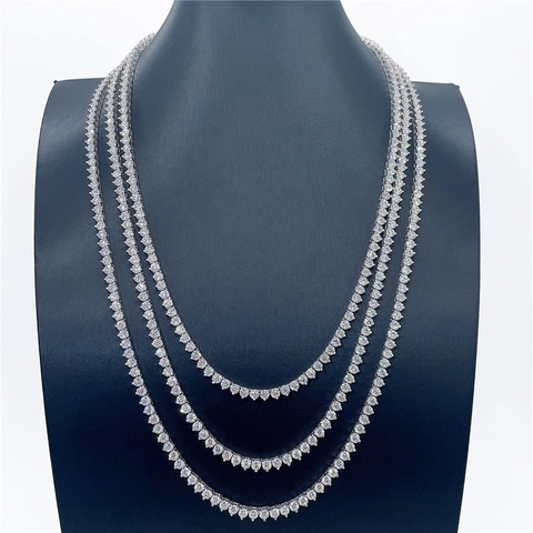 Collier Tennis Simple Rangée Trois Griffes Zircone Cuivre Chaîne Bijoux Hip Hop Pour Hommes Femmes