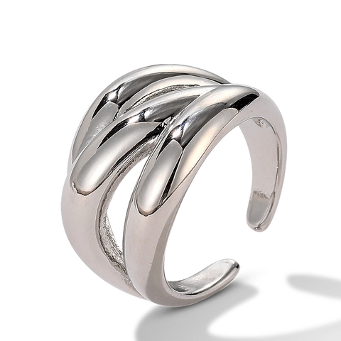 Mehrlagiger Geflochtener Gedrehter Ring Vergoldetes Kupfer Verstellbares Offenes Band Modeschmuck Für Frauen