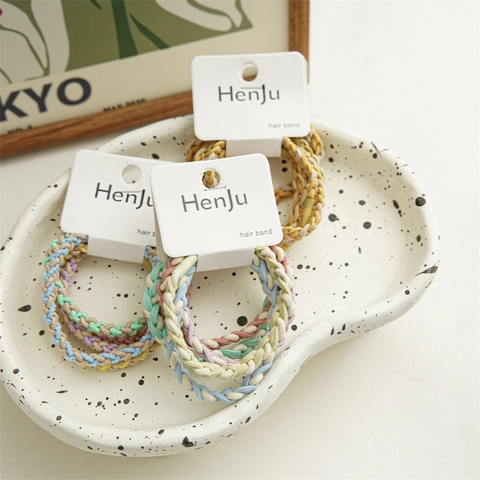 Elastic Braided Hair Ties Candy Color High Elasticity Ponytail Holders Durable Nylon Hair Rings For Women Girls Accessories