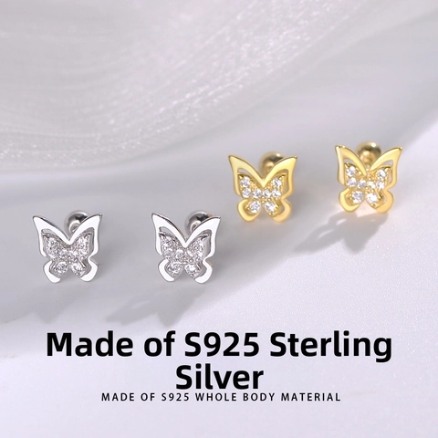 Vintage Style Classic Style Butterfly Plating 304 Stainless Steel Ear Studs