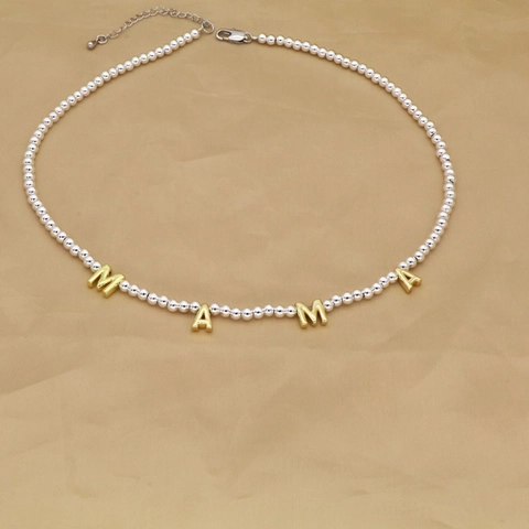 Copper 18K Gold Plated Cubic Zirconia Tennis Necklace Bracelet For Women With MAMA LOVE Letter Charm Adjustable Elegant Jewelry