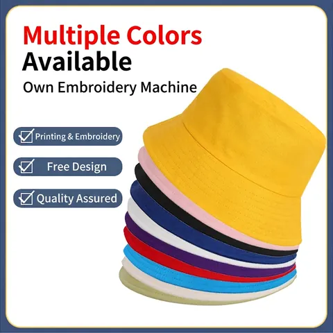 Bucket Hat Cotton Blend Solid Color Sun Protection Outdoor Casual Fisherman Cap Soft Breathable Travel Beach Sun Hat For Women Men