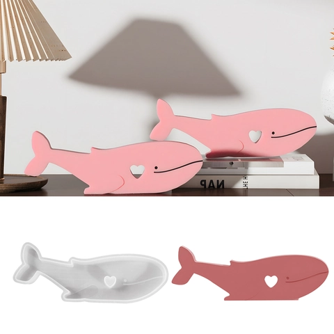 Whale Shape Silicone Mold Heart Hollow DIY Candle Holder Resin Casting Plaster Aromatherapy Ornament Tool