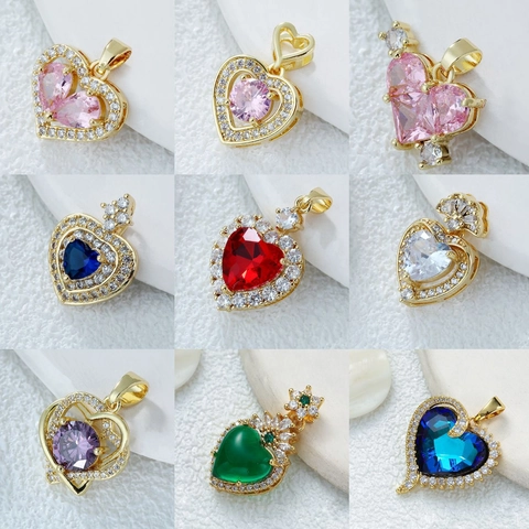 Herz Anhänger Halskette Gold Plattiert Kupfer Micro Pave Zirkonia Mode Romantischer Schmuck Für Frauen Geschenk Zubehör