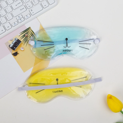 Gel Ice Pack Eye Mask For Cold Hot Compress Relieve Dark Circles Fatigue Edema Cute Cartoon Cat Meow Print PVC