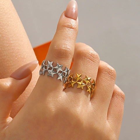 Anillo Ajustable De Estrella Acero Inoxidable Minimalista Retro Étnico Joyería De Moda Regalo Para Mujeres