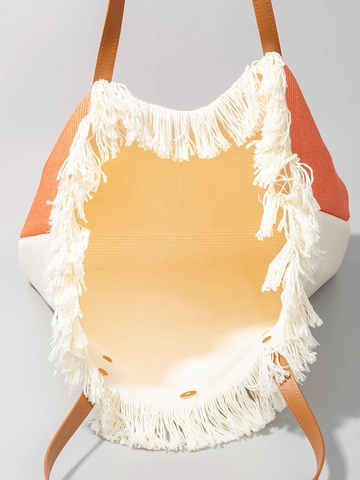 Grand Sac Fourre-Tout Boho Toile Tissé Avec Franges Imprimé Ethnique Attrape-Rêves Sac À Main Pour Femmes Plage