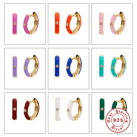 Colorful Enamel Round Hoop Earrings With 925 Sterling Silver And Sparkling Zircon Fashion Jewelry For Women