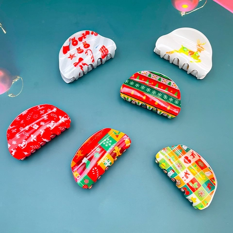 Kerst Haarspelden PVC Bedrukt Rendier Sneeuwvlok Suikerkoekje Man Feestelijke Vakantie Haarstyling Accessoires Voor Vrouwen