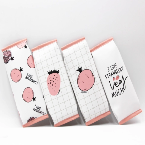 Astuccio Per Matite In Pelle PU Simpatico Motivo Frutta Fragola Melograno Grande Capacità Borsa Di Cancelleria Scuola Ufficio
