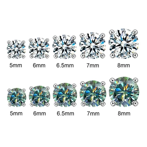 Moissanite Zircon Round Cut Stud Earrings With 925 Sterling Silver Earring Post Classic Four Claw Unisex
