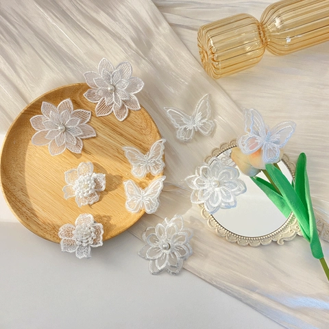 Pinces À Cheveux Papillon En Dentelle Brodée Fleur En Maille Barrettes Douce Fée Accessoires Pour Femmes Filles