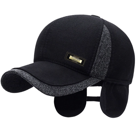 Cappello Da Baseball Invernale Da Uomo Con Paraorecchie Caldo Antivento Patchwork Etichetta In Metallo
