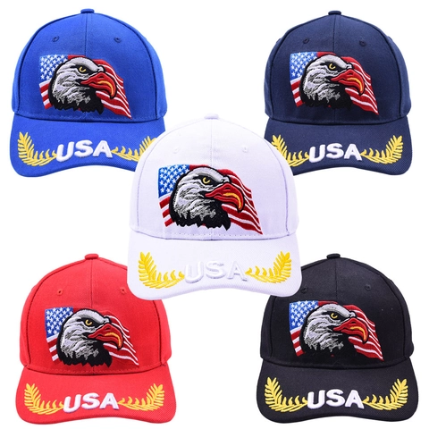 Gorra De Béisbol Bordado Águila Bandera USA Algodón Ajustable Protección Solar Sombrero Día De La Independencia Unisex