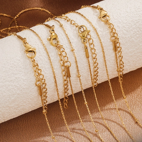 Collar Minimalista De Acero Inoxidable Textura Martillada Cuentas Geométricas Satélite Joyería Para Mujeres