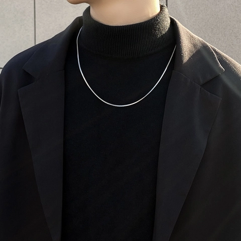 Square Snake Bone Chain Necklace Stainless Steel Geometric Minimalist Men Women Trendy High End Jewelry