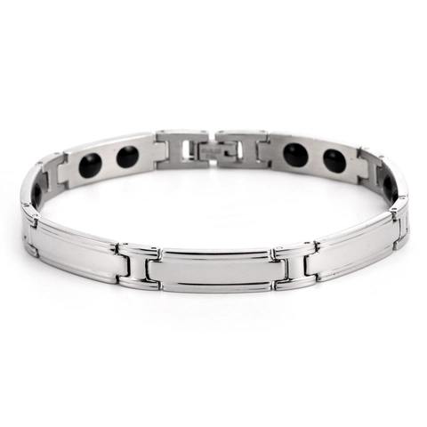 Pulsera Magnética Acero Inoxidable Titanio Piedra Germanio Eslabón H Moda Hombre Joyería