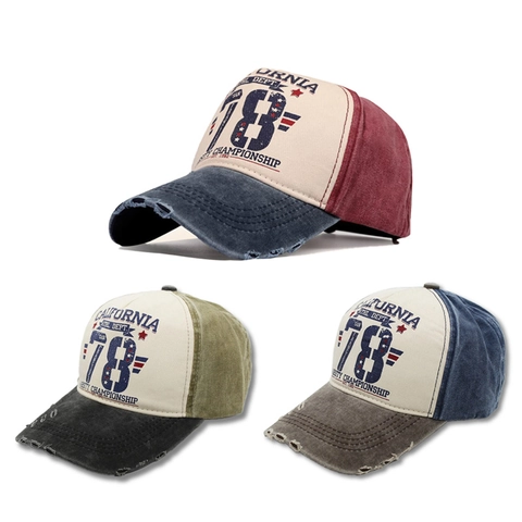 Casquette De Baseball Vintage Distressed Patchwork California 78 Imprimé Style Varsity Rétro Ajustable Chapeau Soleil