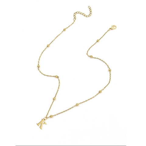 Minimalistische Initialen Buchstaben Anhänger Halskette Edelstahl Vergoldet Perlenkette Schmuck Für Damen Mode Accessoire