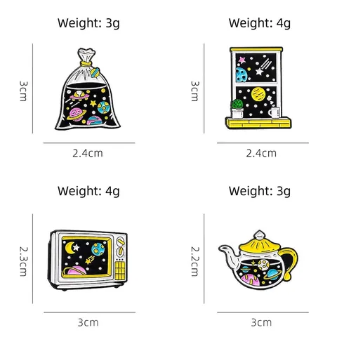 Pines De Esmalte Espaciales De Dibujos Animados Cielo Estrellado Aleación Gota De Aceite Galaxia Universo Insignia Para Ropa Mochila Accesorios