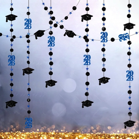 Guirnalda Graduación Decoración Colgante Papel Brillo Birrete Estrella Pergamino Fondo Para Fiesta Ceremonia