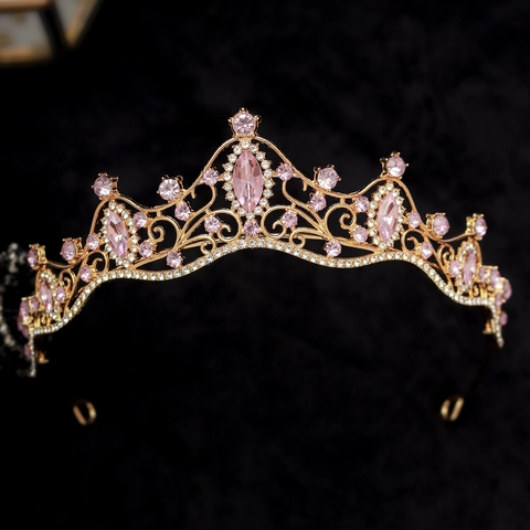 Corona Tiara Barocca Vintage Svuotata Luccicante Strass Cristallo Copricapo Per Matrimonio Compleanno Halloween Donne Ragazze
