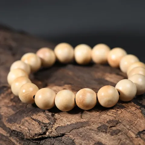 Natural Wood Beaded Bracelet Buddhist Prayer Beads Round Zen Style Handmade Jewelry For Men Women