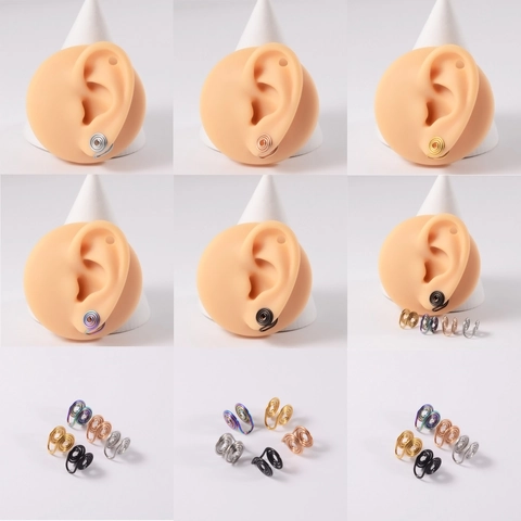 Stainless Steel Spiral Non Pierced Ear Clips Geometric Multi Layer Wrap Ear Bone Clips For Unisex Daily Fashion Jewelry
