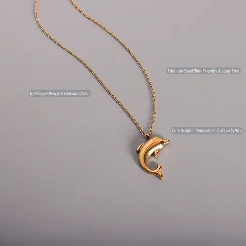 Collana Pendente Delfino Acciaio Inossidabile Placcato Oro Simpatico Animale Catena Clavicola Gioielli Donna