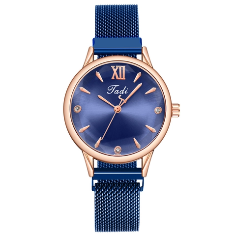 Women Quartz Watch Elegant Milanese Stainless Steel Mesh Strap Rhinestone Roman Numeral Analog Dial Fashion Casual Wristwatch