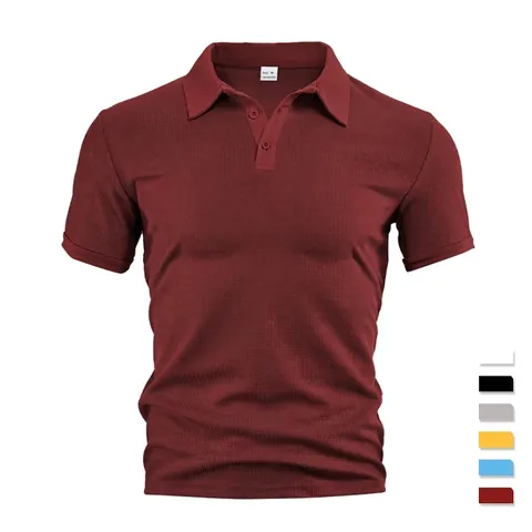 Heren Poloshirt Wafelbreisel Korte Mouwen Slim Fit Casual Ademend Sport Golf Top Mode Lichtgewicht Top Voor Mannen