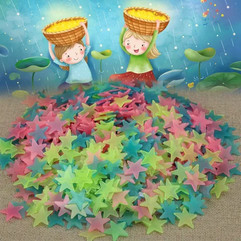 Stelle Luna Adesivi Murali Luminosi Decalcomanie Plastica Fluorescente Per Decorazione Soffitto Camera Bambini Autoadesivo