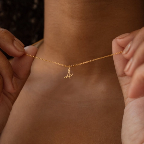 Collana Con Pendente A Lettera Per Donna In Acciaio Inossidabile Placcato Oro Alfabeto Cuore Catena Per Clavicola Gioielli