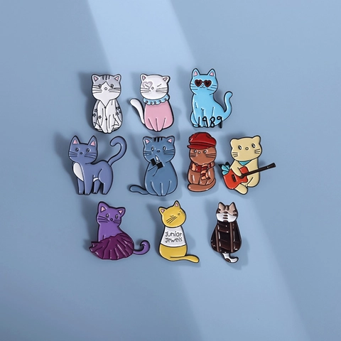Niedlicher Cartoon Katze Emaille Pin Legierung Tier Brosche Für Rucksack Kleidung Dekoration Personalisierter Schmuck Geschenk