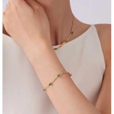 Baguette Zirkonia Roestvrij Stalen Armband Verguld Slangenketting Geometrisch Elegant Minimalistisch Sieraden