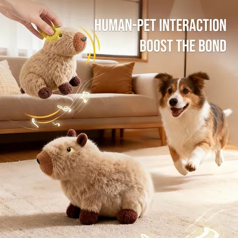Squeaky Capybara Dog Toy Soft Faux Mink Fur Plush Interactive Bite Resistant Molar Training Toy For Pet Dogs