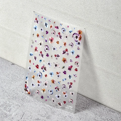 Nail Art Stickers Adhesive Ultra Thin Cherry Floral Pattern Relief Decoration DIY Manicure Decals For Women