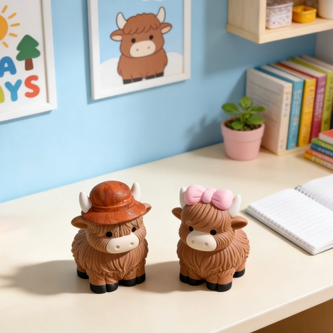 Molde De Silicona Vaca Highland Linda Forma Animal Escocesa DIY Vela Jabón Resina Herramienta Decoración Pasteles Flexible