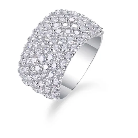 Luxurious 925 Sterling Silver Moissanite Wide Band Ring Pavé Inlaid D Color 3EX Cut Engagement Wedding Ring For Women Fine Jewelry
