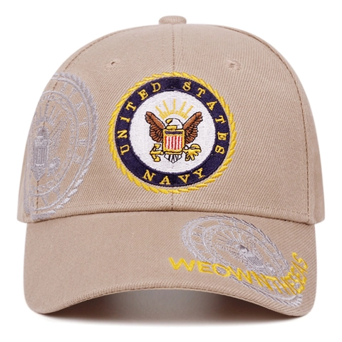 United States Navy Embroidered Baseball Cap Cotton Twill Military Tactical Sun Hat Adjustable For Men Women Khaki