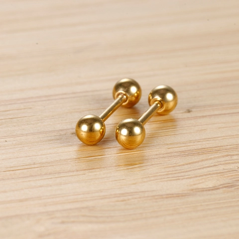 Minimalistische Runde Kugel Ohrstecker Edelstahl Vergoldet Schraubverschluss Knorpel Piercing Schmuck Für Frauen