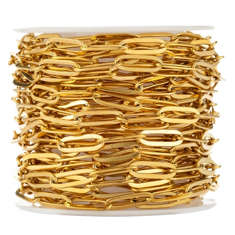 Catena A Graffetta In Acciaio Inossidabile Sfusa Placcata Oro 18K Maglia Piatta Per Creazione Di Gioielli Fai Da Te