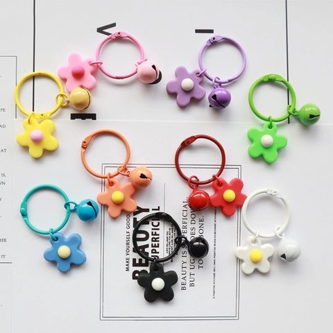 Flower Bell Keychain Cute Colorful Resin And Alloy Bag Charm Pendant Accessory For Women Girls Ins Style Gift