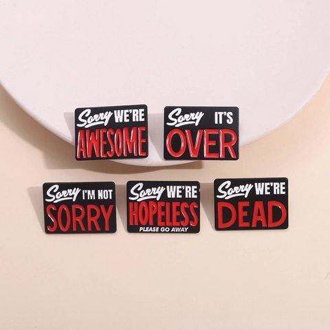 Pin de Esmalte de Slogan Inglés Geométrico Negro de Moda Broche de Cita Motivadora de Aleación Insignia Joyería Para Unisex Decoración