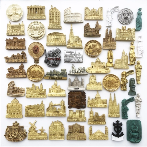 Calamita Da Frigo Souvenir Turistico Mondiale Resina Rilievo 3D Dipinto Monumenti Del Mondo Decorazione Per La Casa