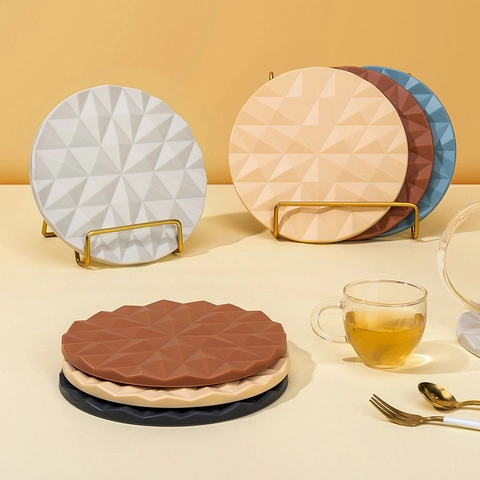 Noordse Geometrische Ronde Siliconen Isolatiemat Dikke Antislip Keukentafel Placemat Waterdichte Onderzetter