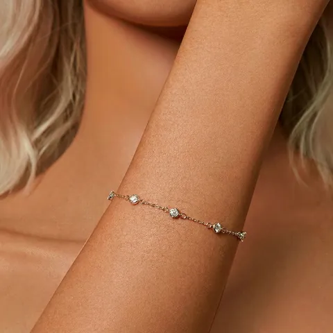 S925 Argento Sterling Cielo Stellato Moissanite Bracciale per Donna Elegante Taglio Rotondo Moissanite Catena Braccialetto Regolabile Gioielli Regalo