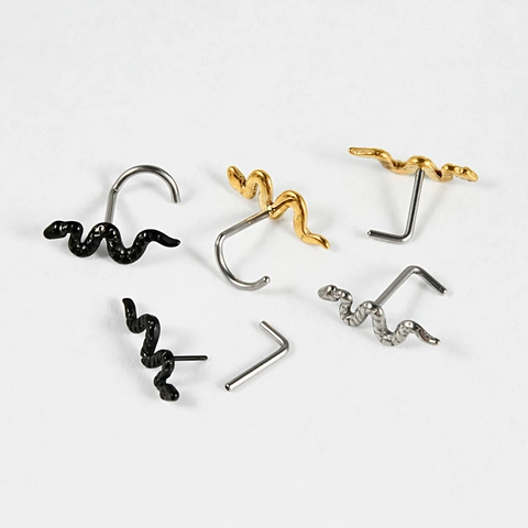 G23 Titanium Snake Nose Stud L Shape Screw Shape Piercing Jewelry Gold Silver Black Fashion Hypoallergenic Nose Ring