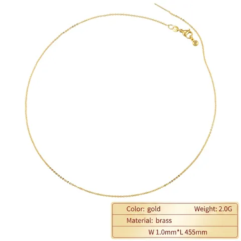 Collana Minimalista In Rame Placcato Oro 18K Regolabile Catena O Con Perlina Scorrevole E Punta Ad Ago Per DIY